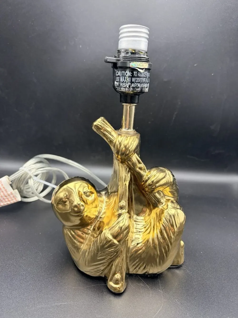 Gold Ceramic Sloth Lamp. Small Table Or Desk Size. Cute Decore